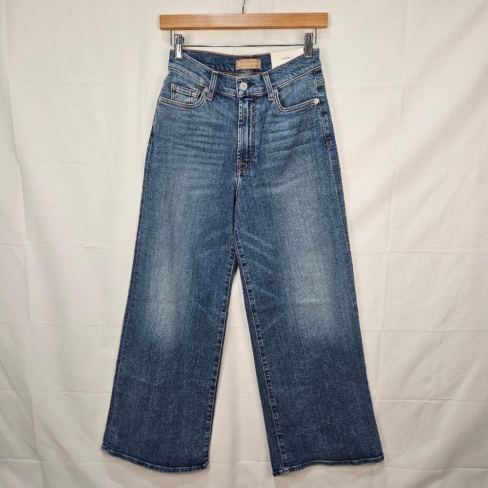 7 For All Mankind Jeans Cropped Jo Wide Leg Faded Blue Size 27